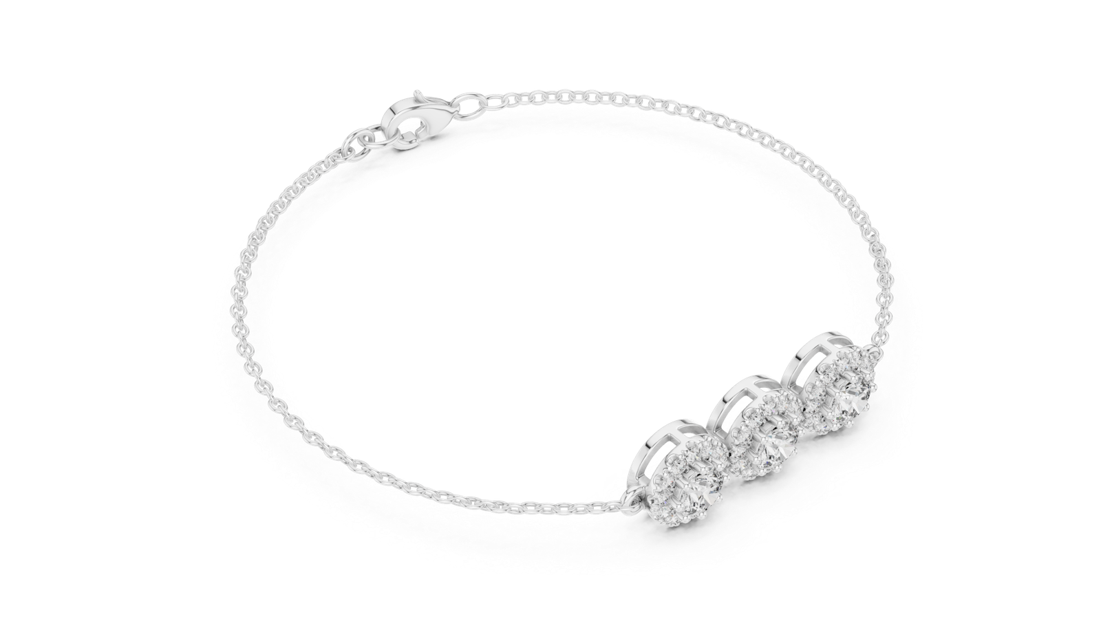Couture Triple Cluster Round Diamond Chain Bracelet