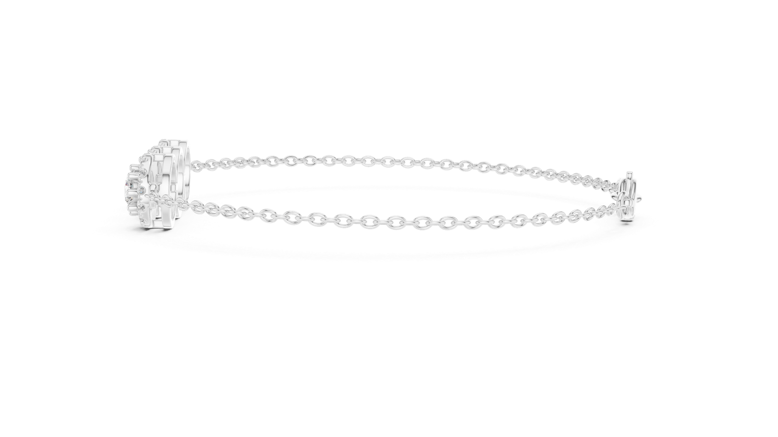 Couture Triple Cluster Round Diamond Chain Bracelet