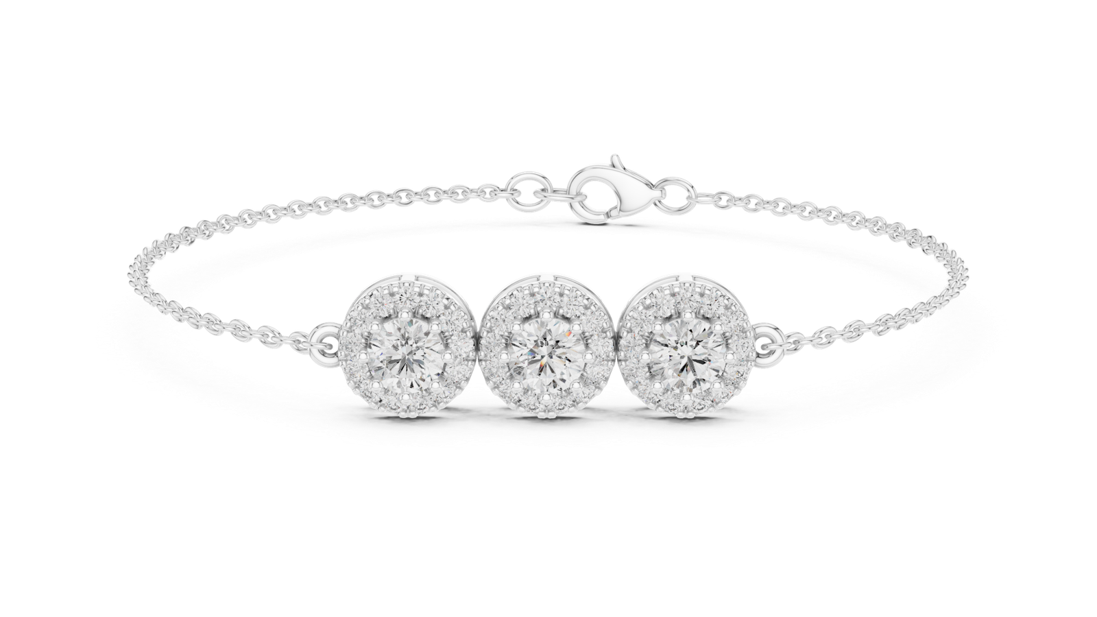 Couture Triple Cluster Round Diamond Chain Bracelet