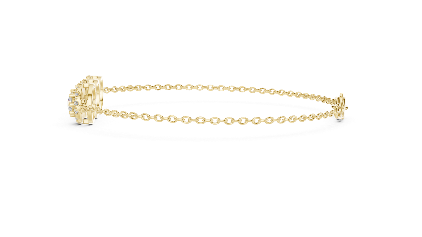 Couture Triple Cluster Round Diamond Chain Bracelet