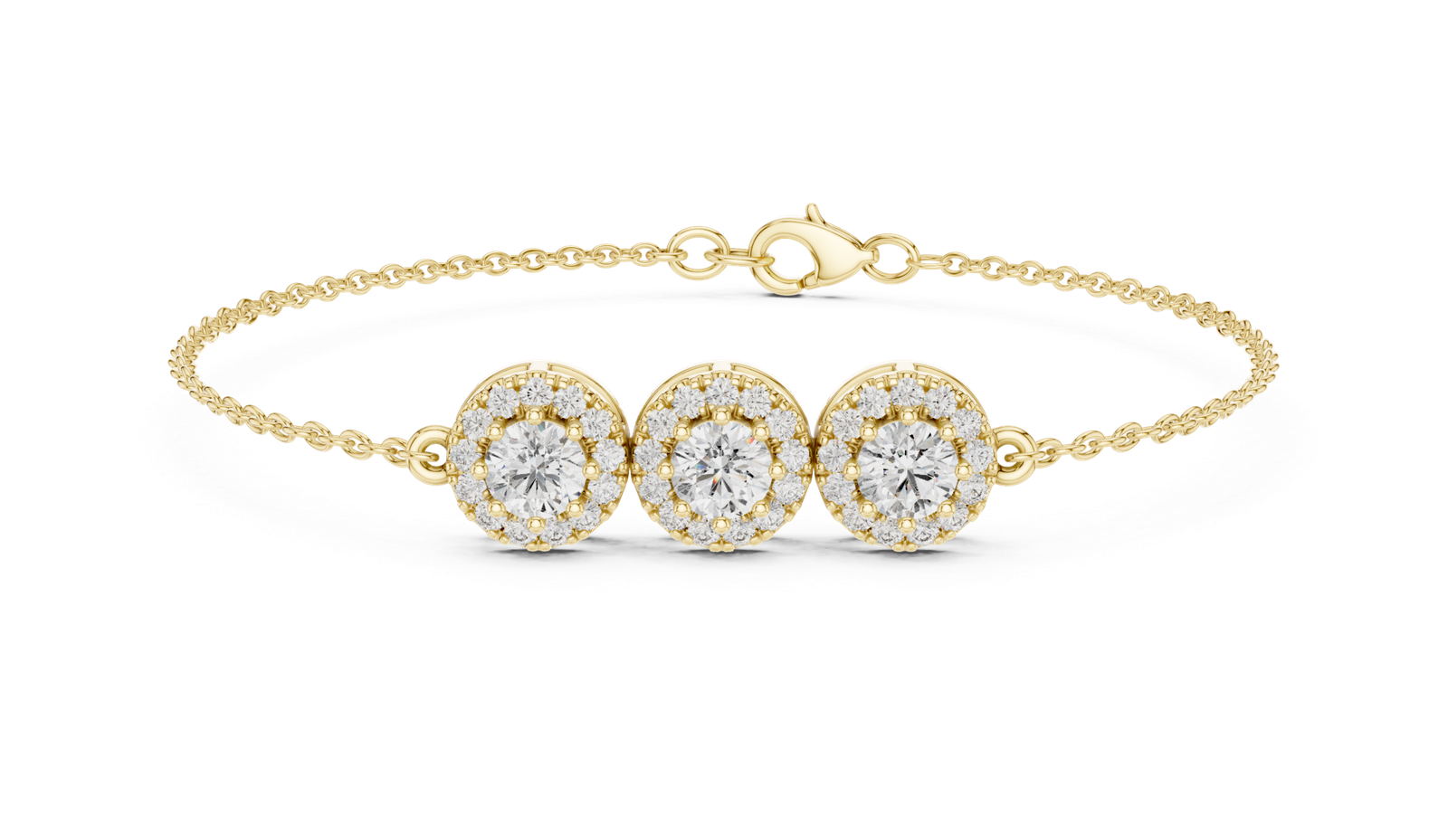 Couture Triple Cluster Round Diamond Chain Bracelet