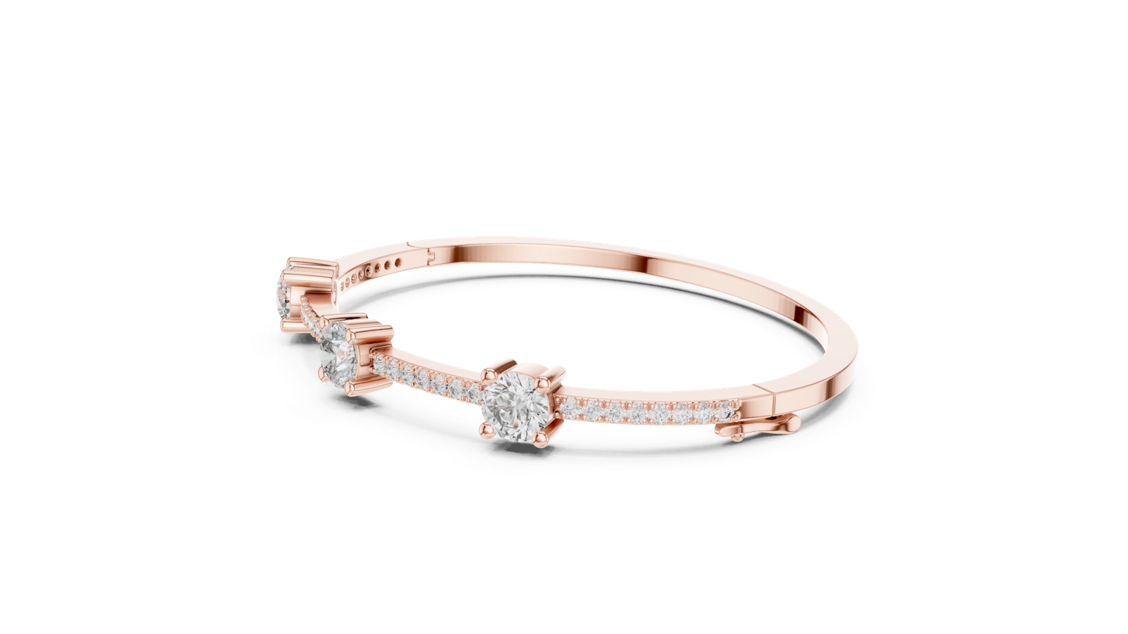 Fleur de Lumière Side Station Round Diamond Bangle Bracelet