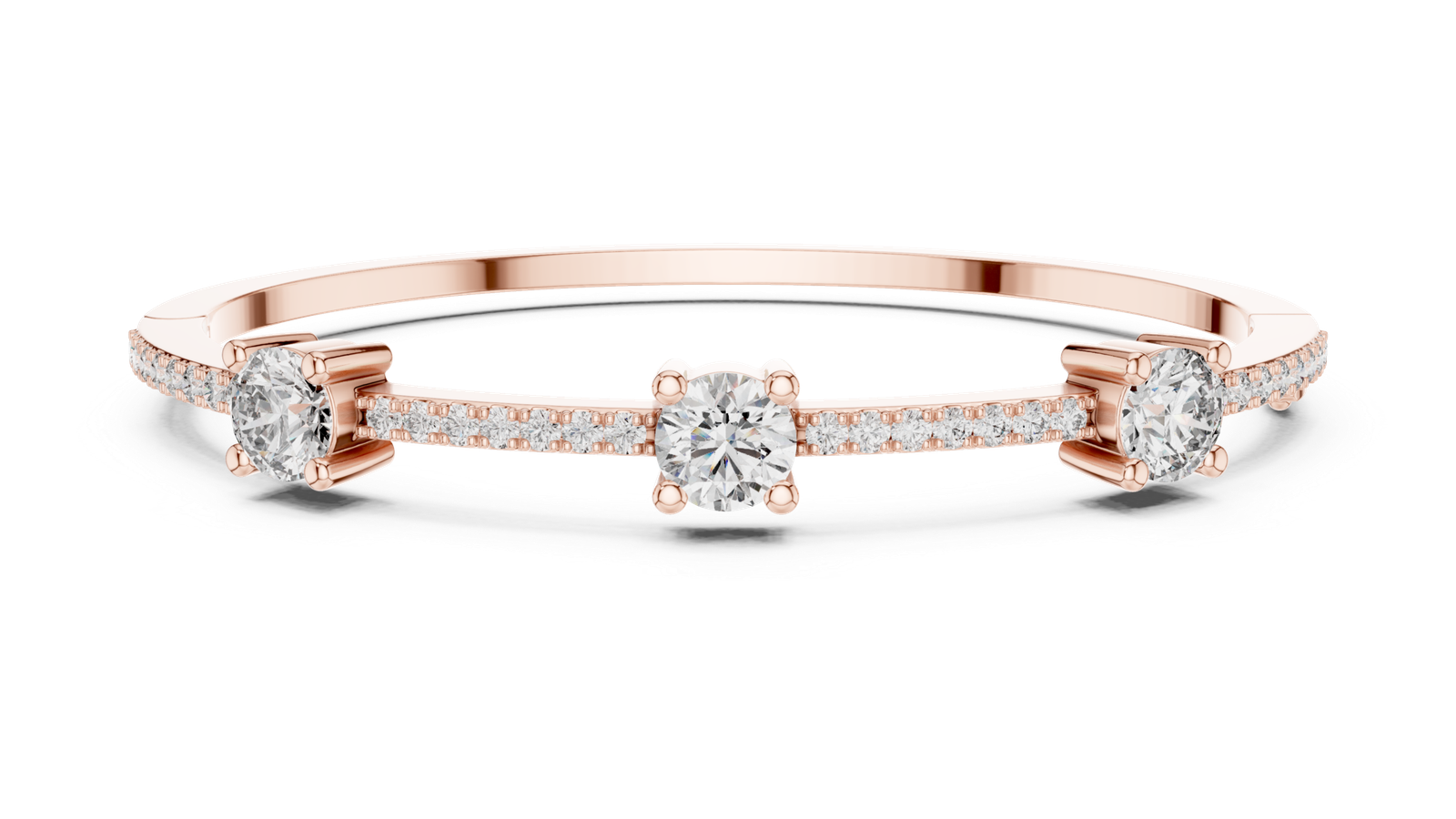Fleur de Lumière Side Station Round Diamond Bangle Bracelet