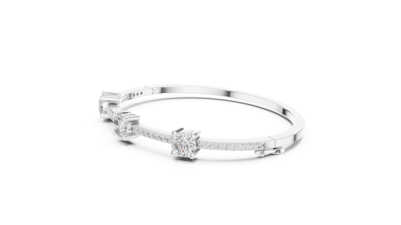 Fleur de Lumière Side Station Round Diamond Bangle Bracelet
