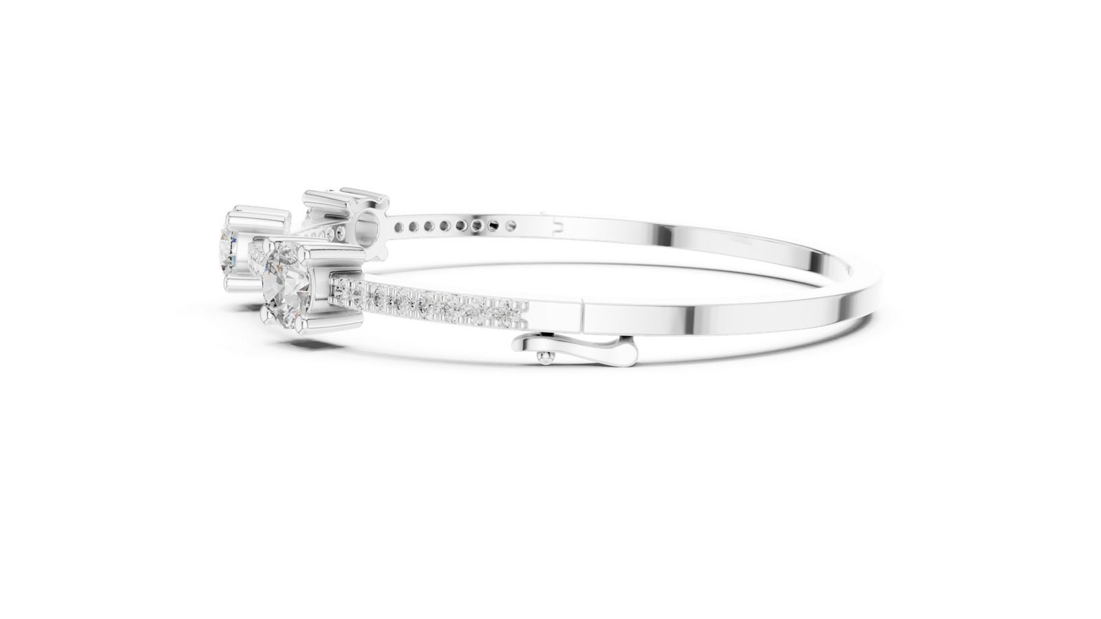 Fleur de Lumière Side Station Round Diamond Bangle Bracelet