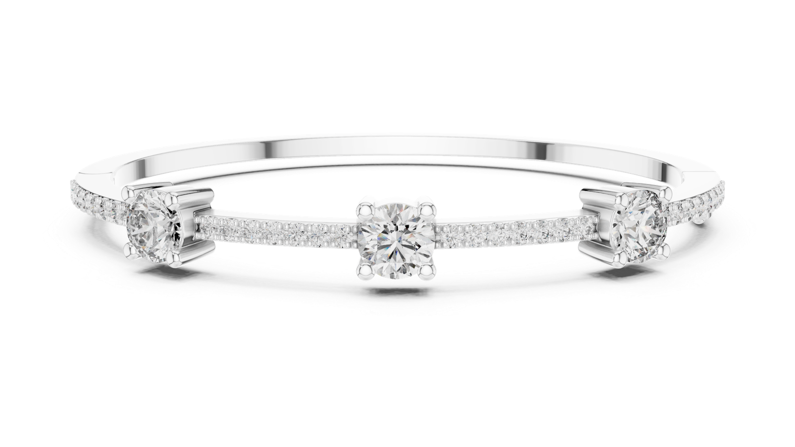 Fleur de Lumière Side Station Round Diamond Bangle Bracelet