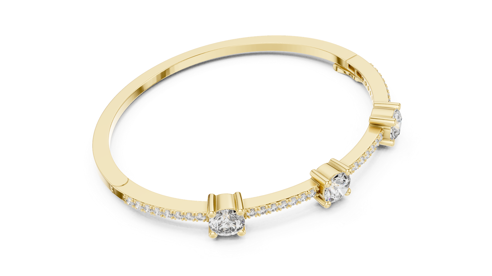 Fleur de Lumière Side Station Round Diamond Bangle Bracelet