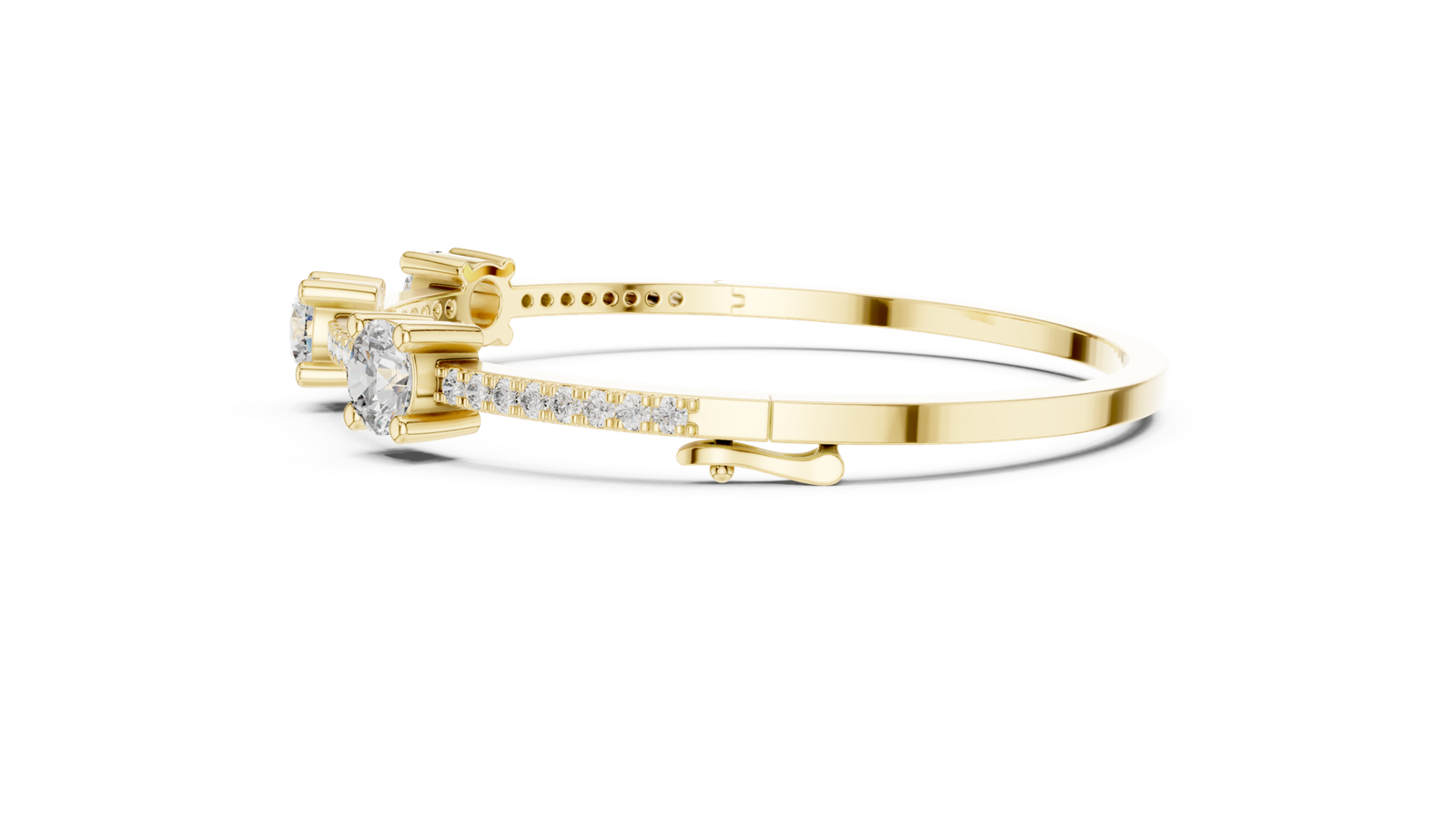 Fleur de Lumière Side Station Round Diamond Bangle Bracelet