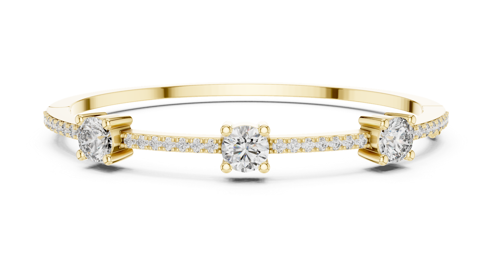 Fleur de Lumière Side Station Round Diamond Bangle Bracelet