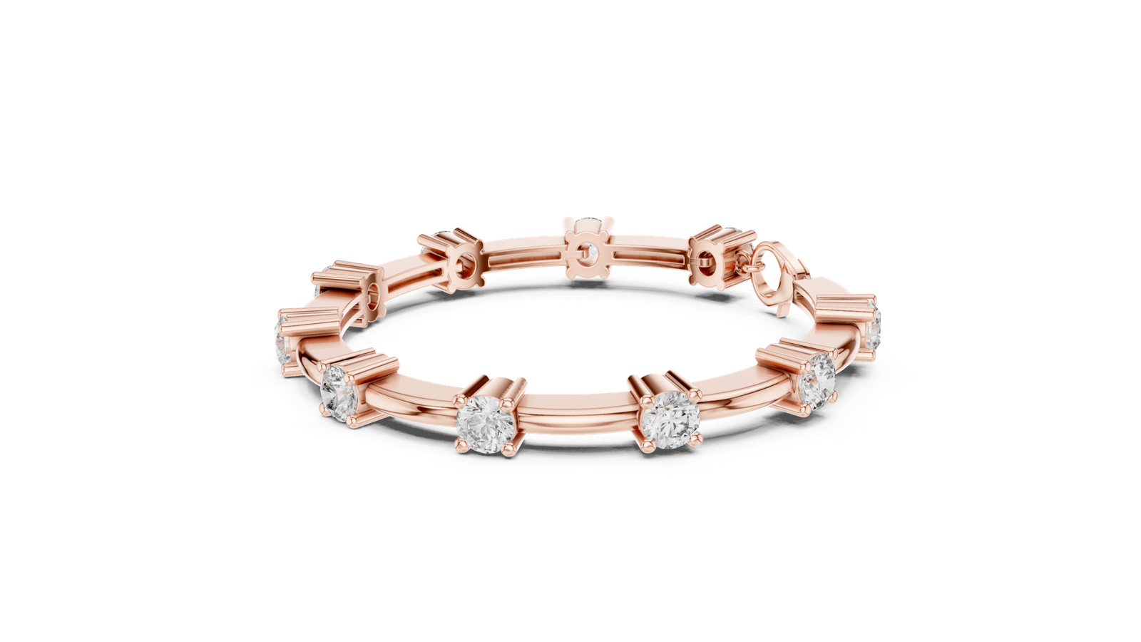 Monarque Round Diamond Station Bangle Bracelet