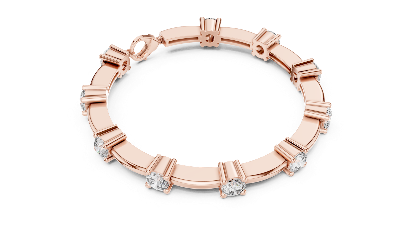 Monarque Round Diamond Station Bangle Bracelet