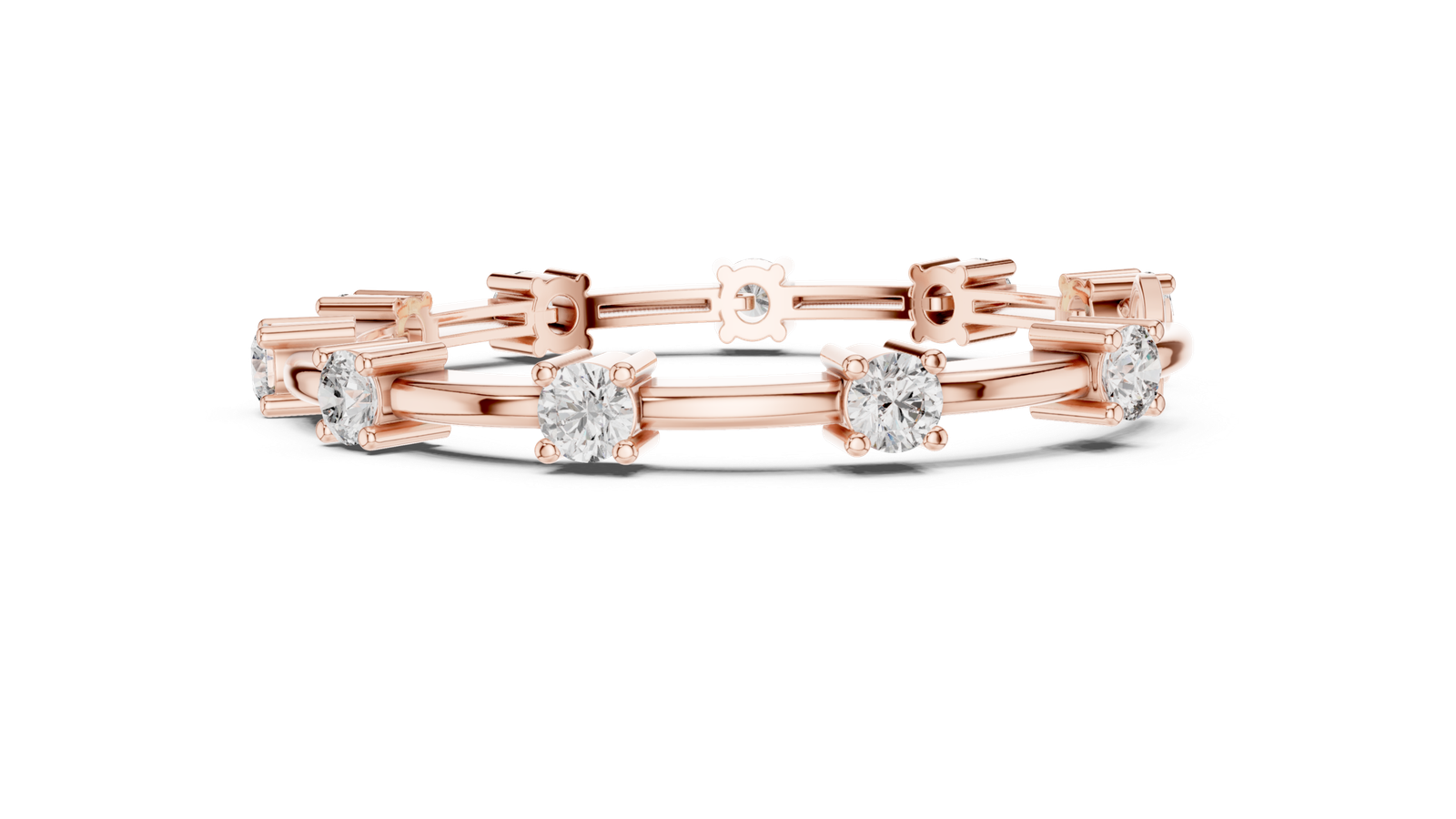 Monarque Round Diamond Station Bangle Bracelet