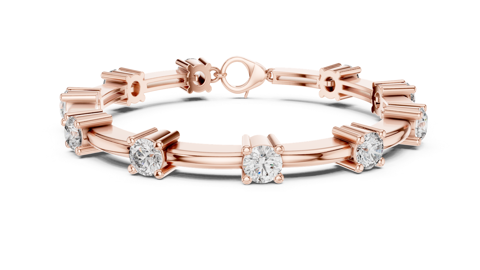 Monarque Round Diamond Station Bangle Bracelet