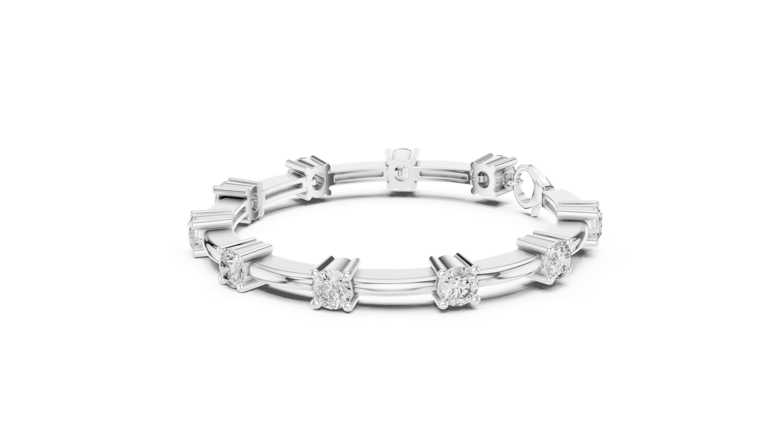 Monarque Round Diamond Station Bangle Bracelet