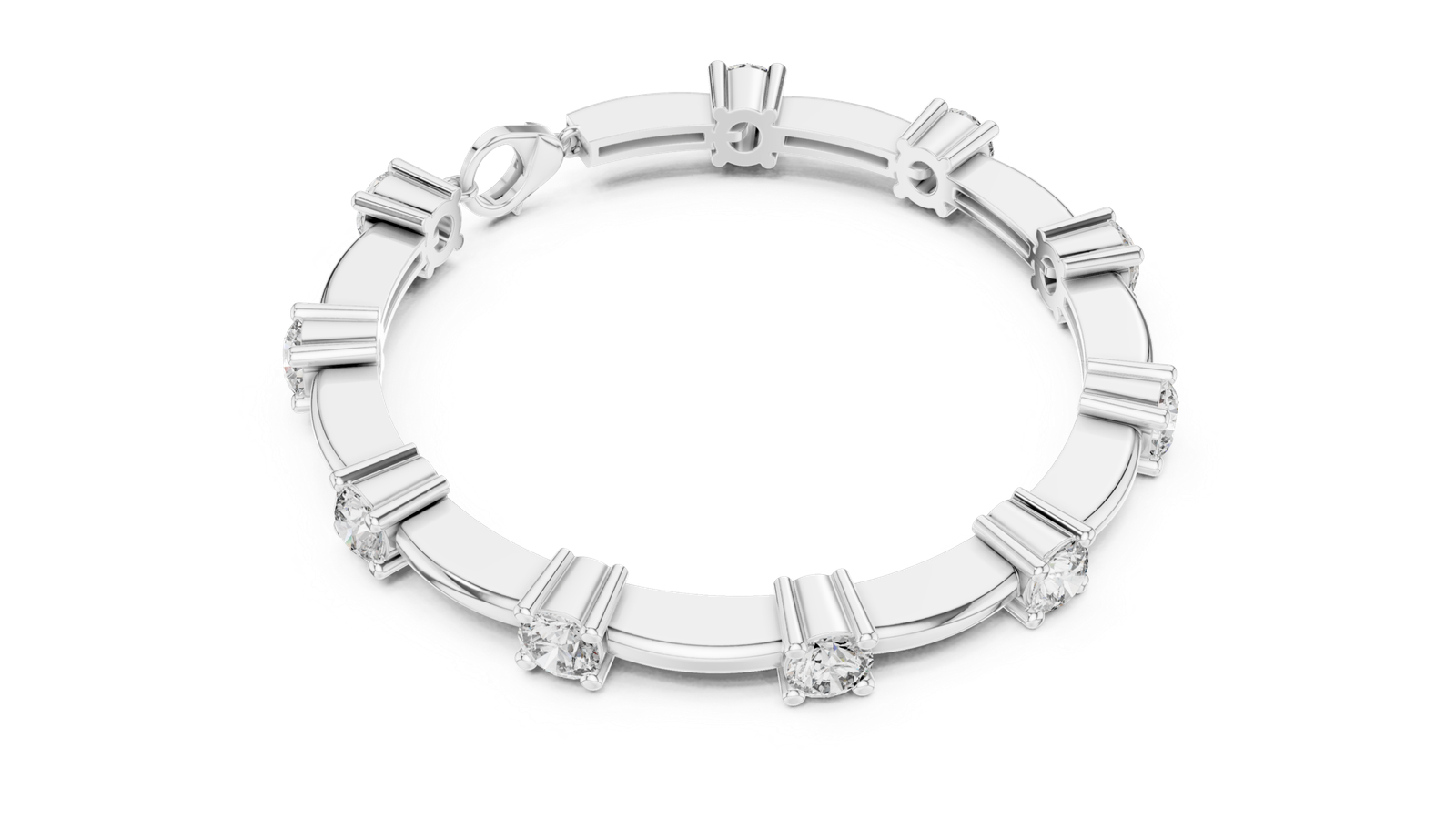 Monarque Round Diamond Station Bangle Bracelet