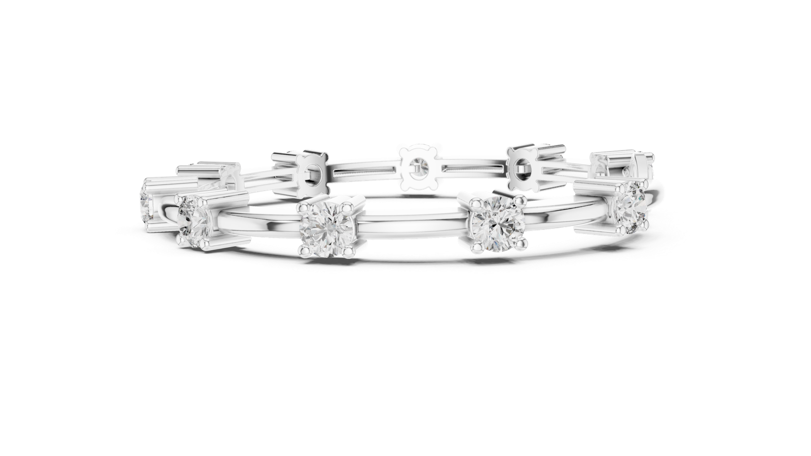 Monarque Round Diamond Station Bangle Bracelet