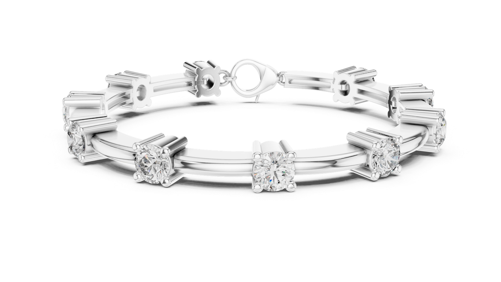 Monarque Round Diamond Station Bangle Bracelet