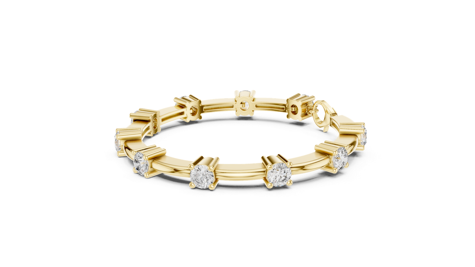 Monarque Round Diamond Station Bangle Bracelet