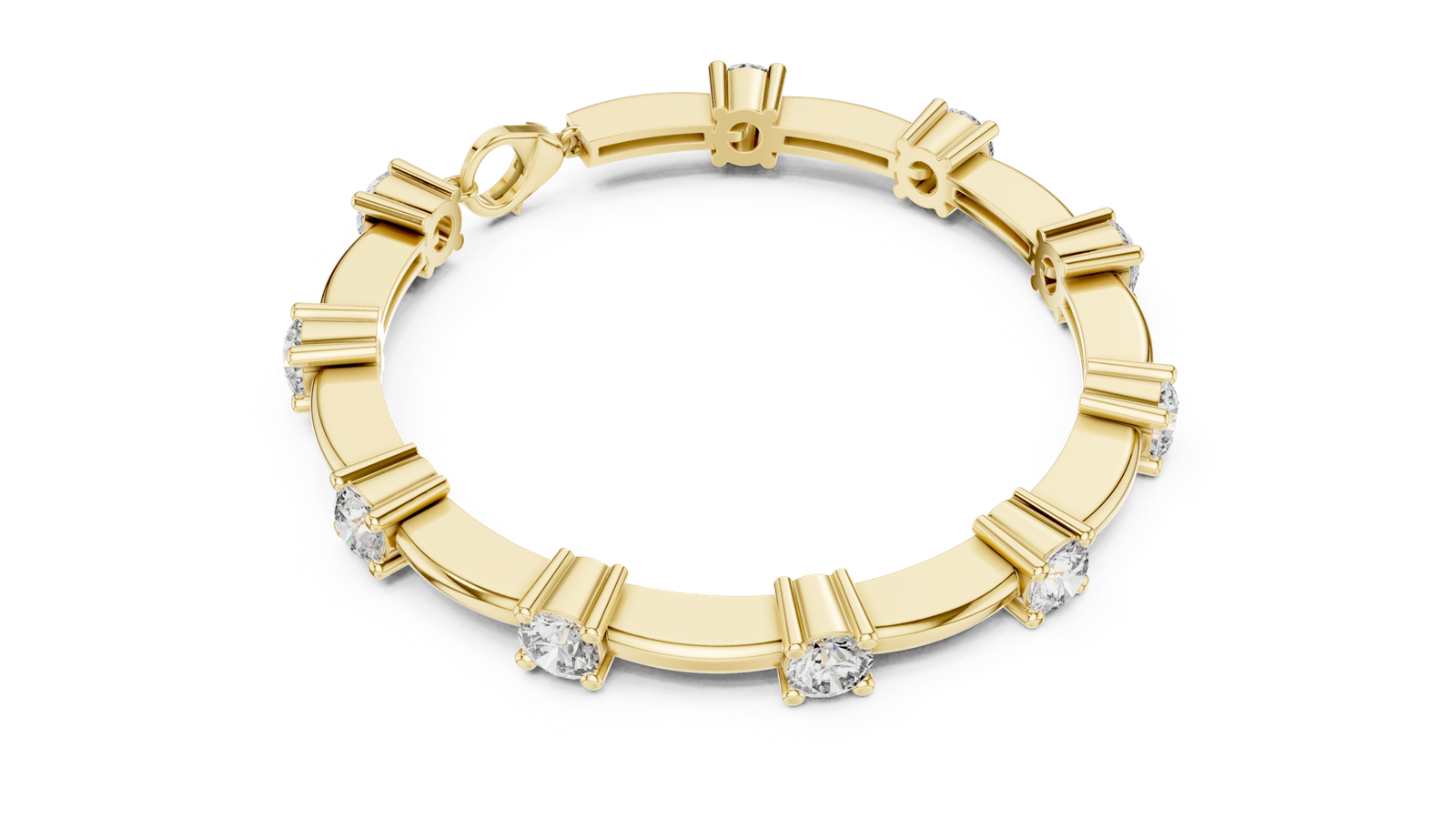 Monarque Round Diamond Station Bangle Bracelet