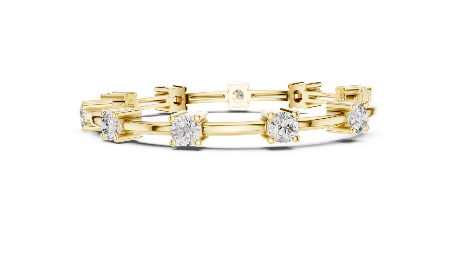 Monarque Round Diamond Station Bangle Bracelet