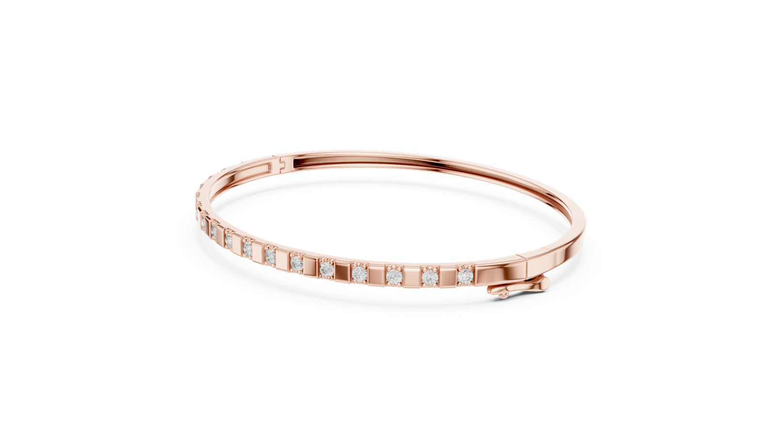 Laurel Half Set Round Diamond Bangle Bracelet