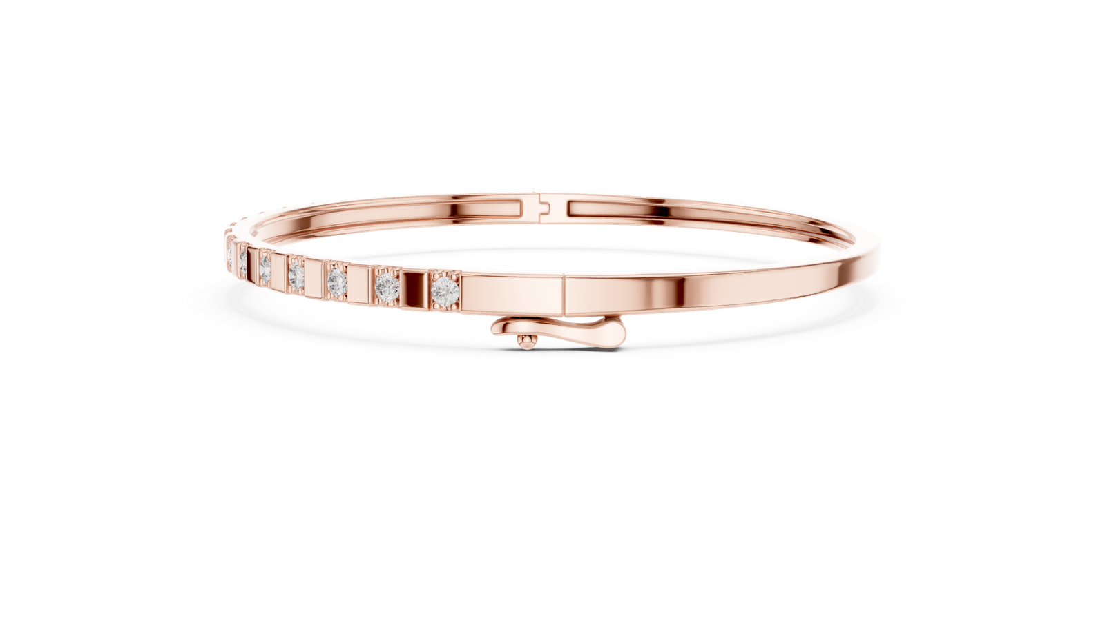 Laurel Half Set Round Diamond Bangle Bracelet