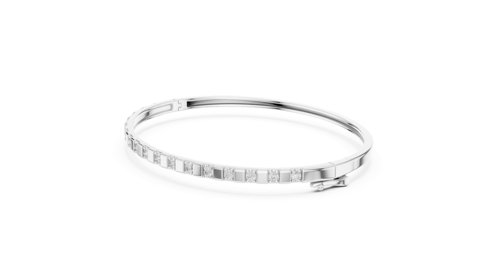 Laurel Half Set Round Diamond Bangle Bracelet