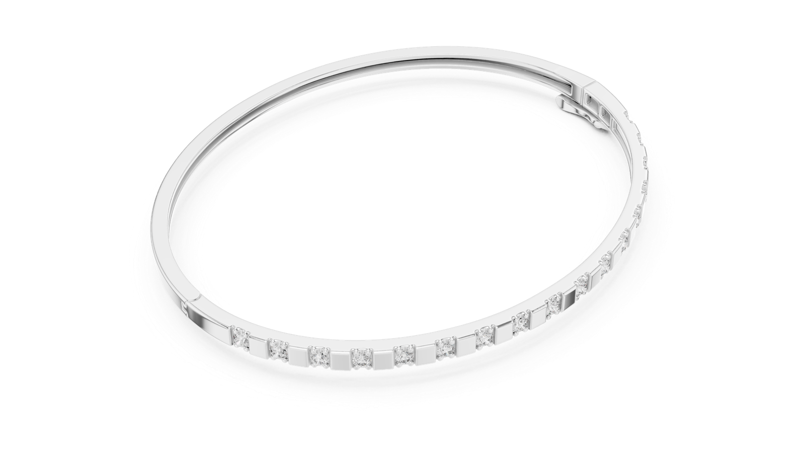 Laurel Half Set Round Diamond Bangle Bracelet