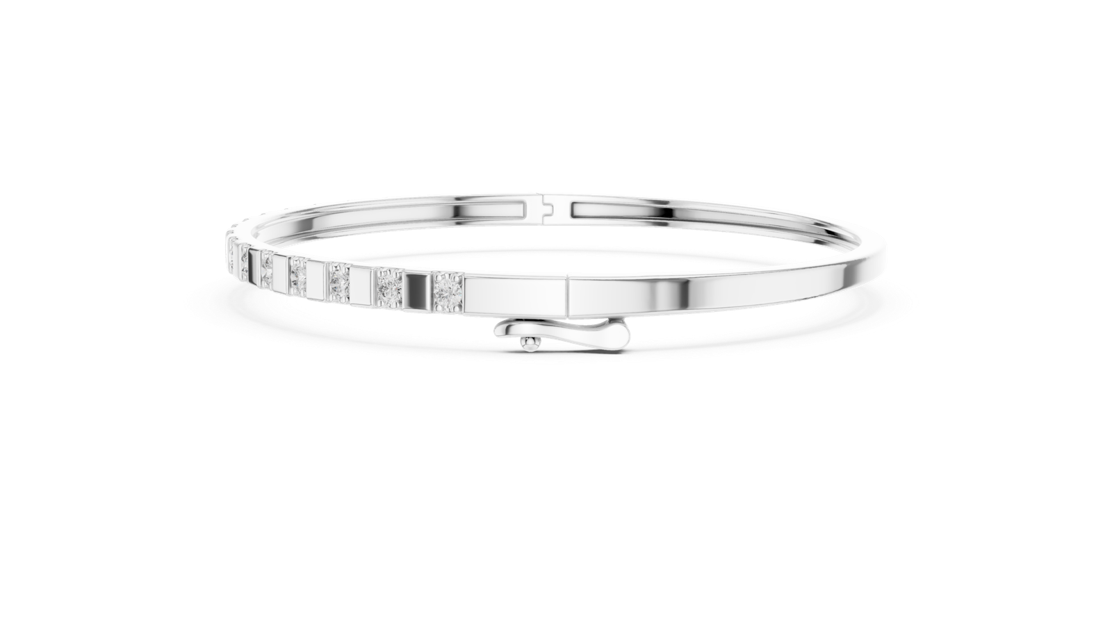 Laurel Half Set Round Diamond Bangle Bracelet
