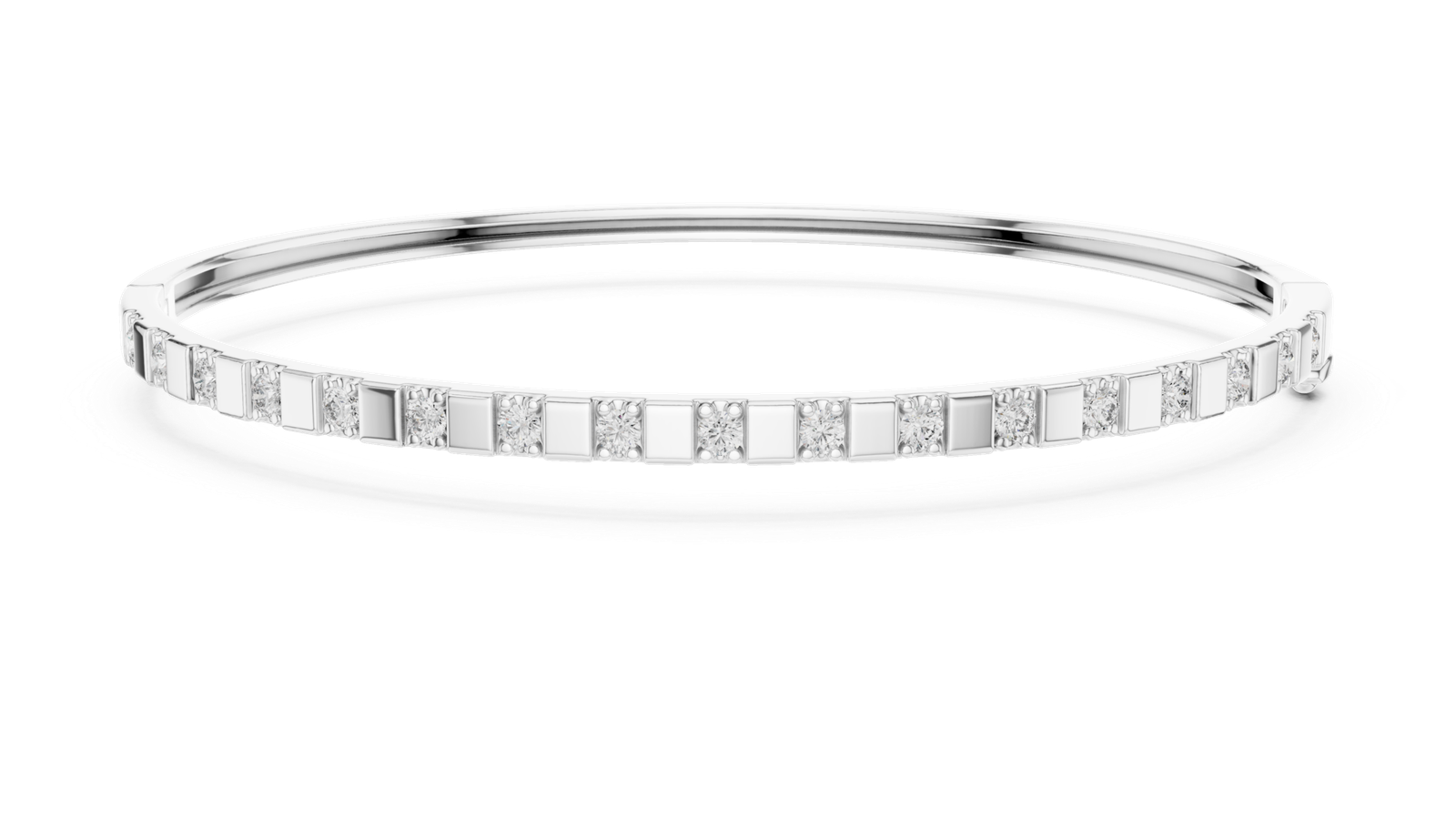 Laurel Half Set Round Diamond Bangle Bracelet
