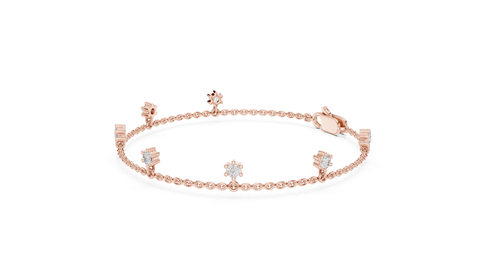 Camellia Dainty Round Diamond Charm Bracelet
