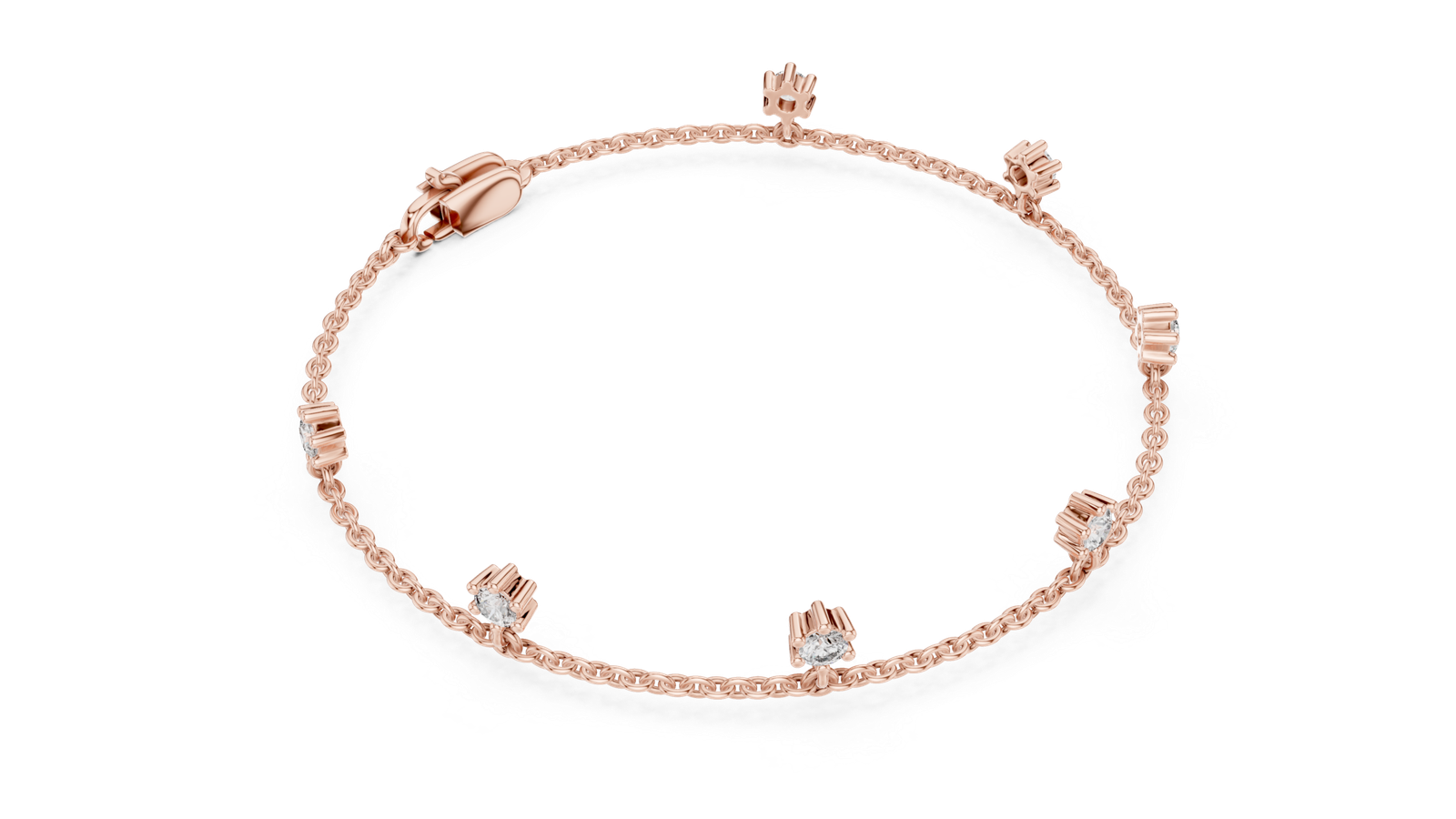 Camellia Dainty Round Diamond Charm Bracelet
