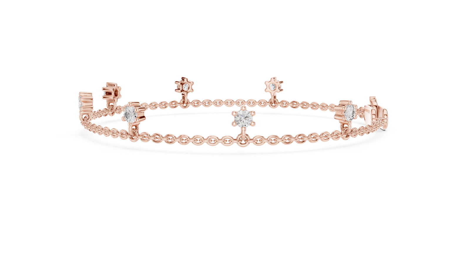 Camellia Dainty Round Diamond Charm Bracelet