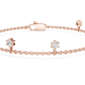 Camellia Dainty Round Diamond Charm Bracelet