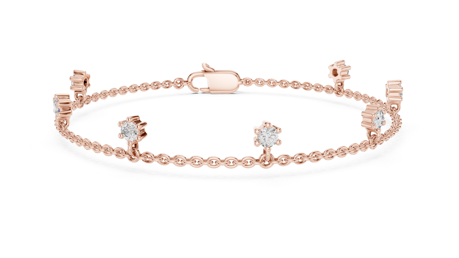 Camellia Dainty Round Diamond Charm Bracelet