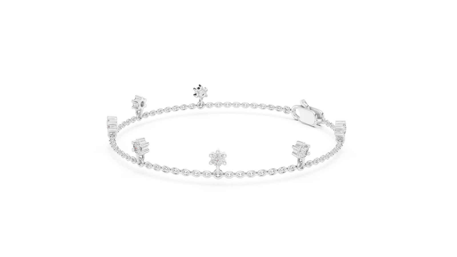 Camellia Dainty Round Diamond Charm Bracelet