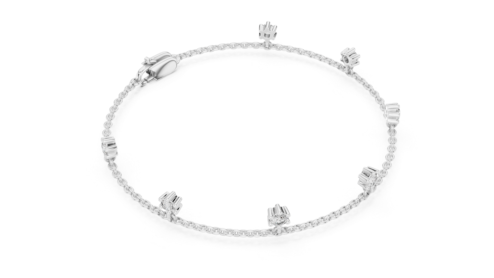 Camellia Dainty Round Diamond Charm Bracelet