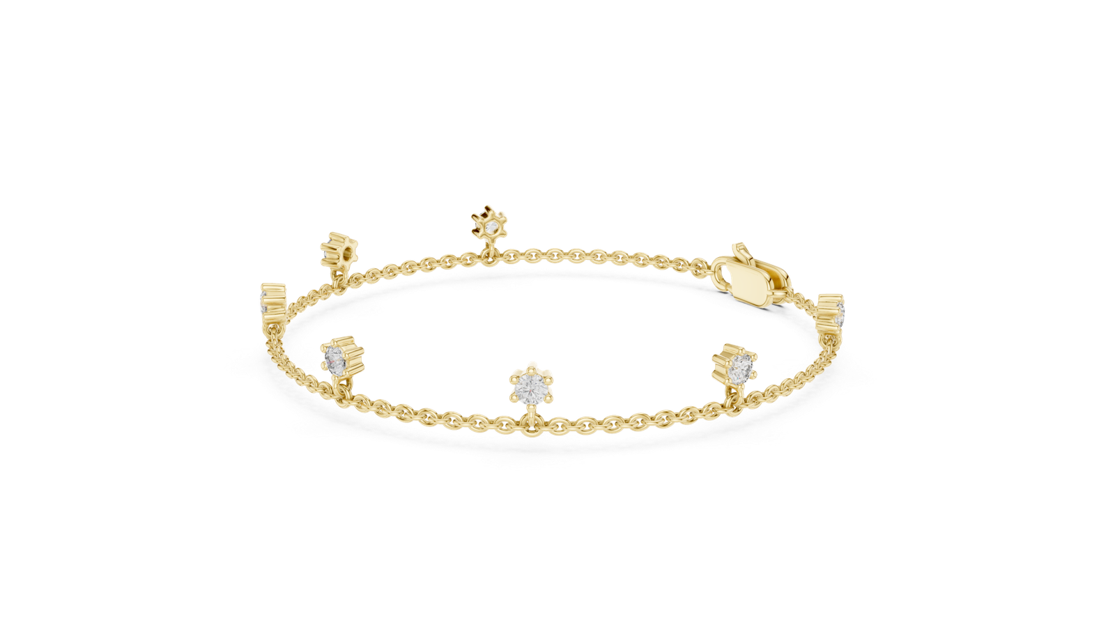 Camellia Dainty Round Diamond Charm Bracelet