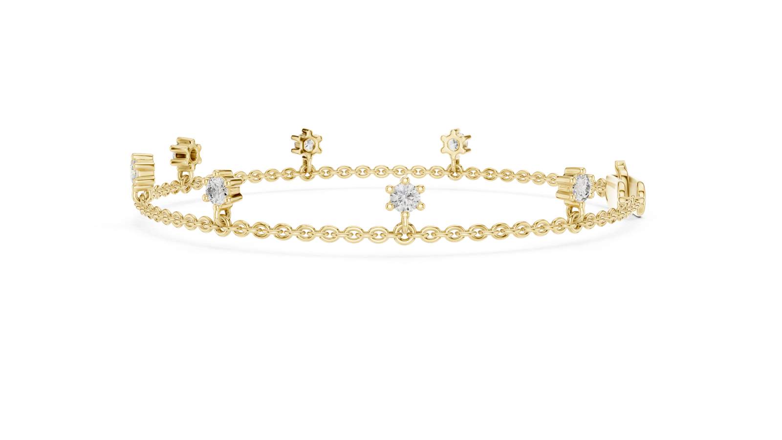 Camellia Dainty Round Diamond Charm Bracelet