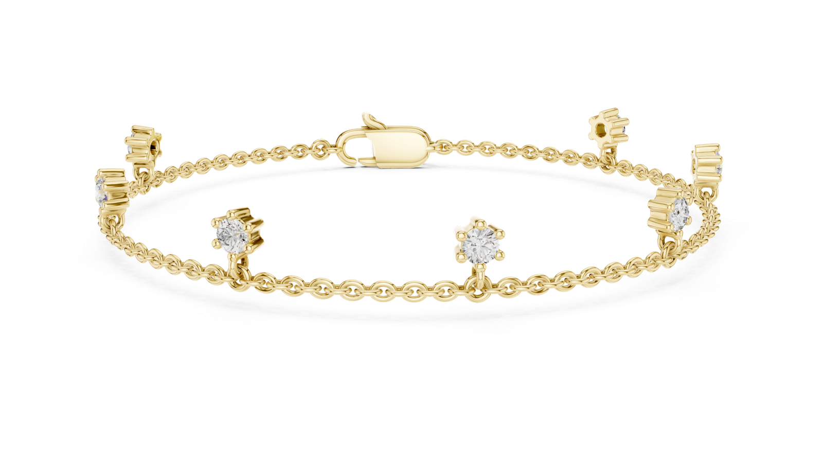 Camellia Dainty Round Diamond Charm Bracelet
