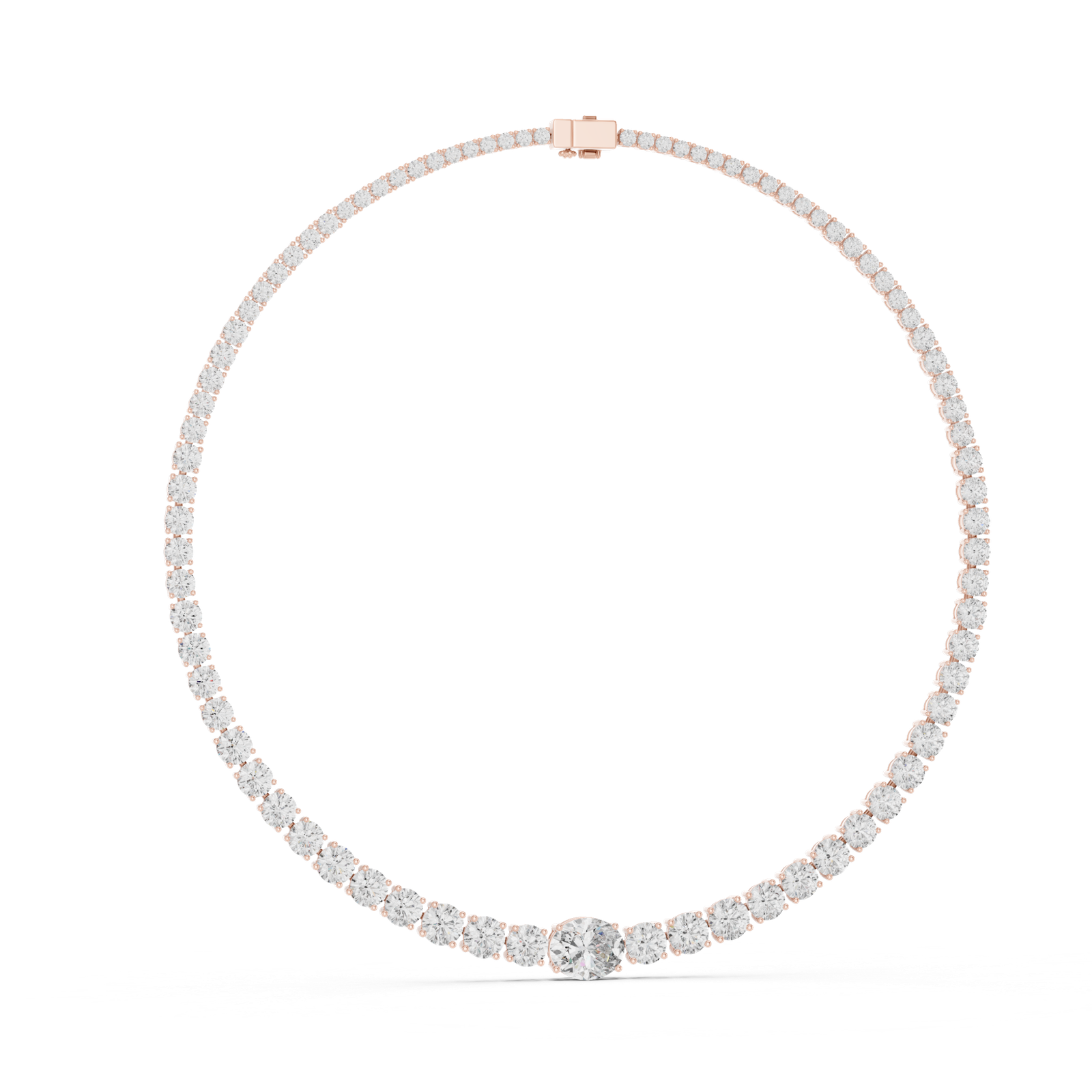 Aurora Oval Diamond Tennis Necklace