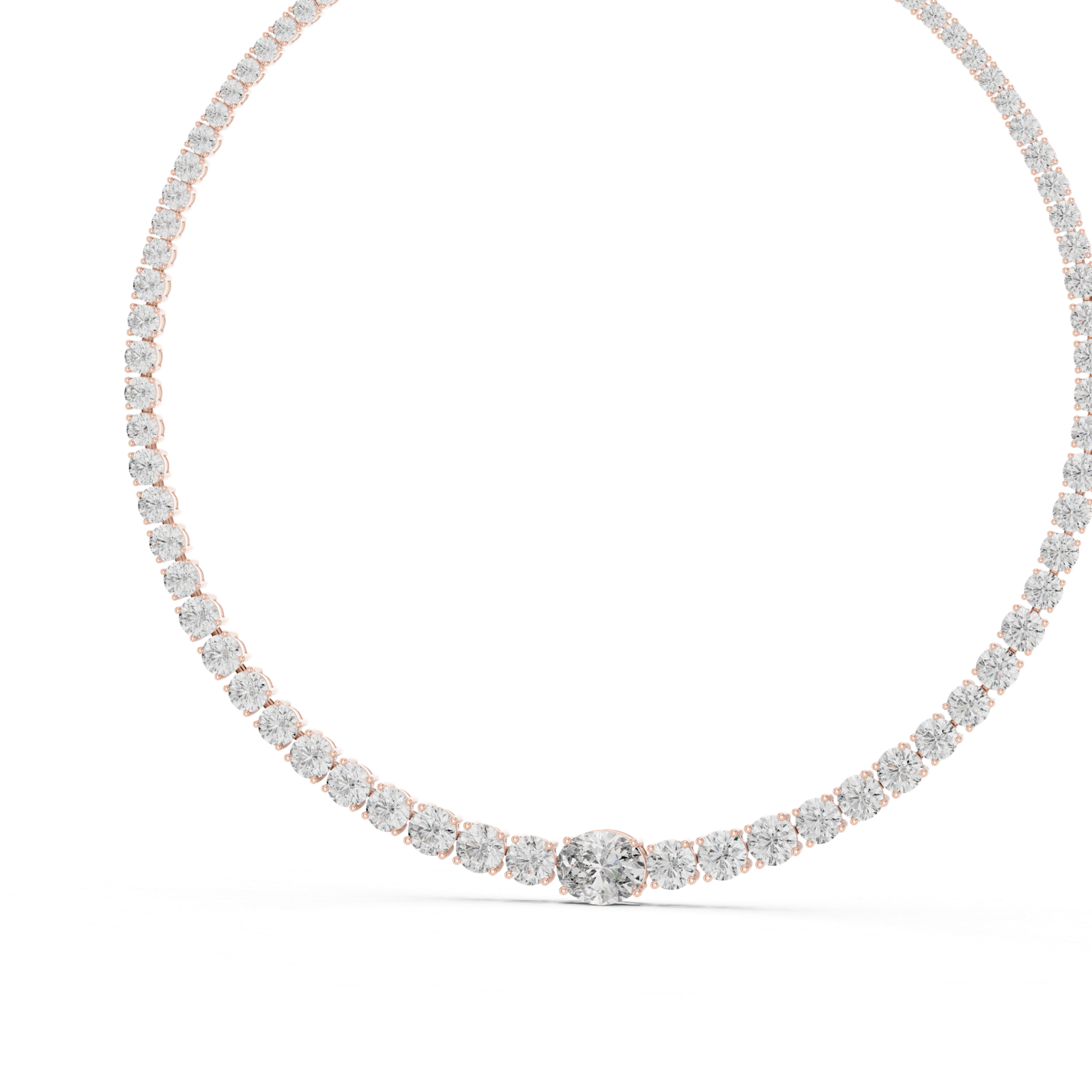 Aurora Oval Diamond Tennis Necklace