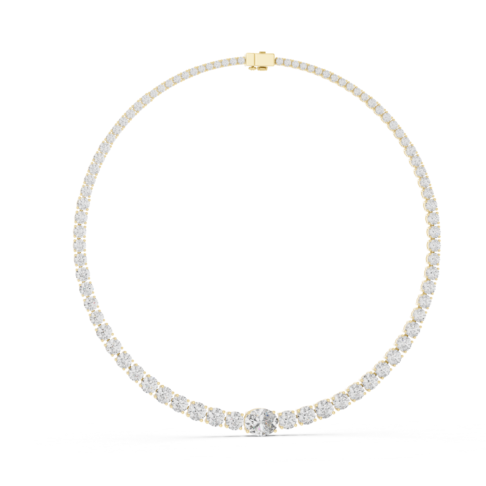 Aurora Oval Diamond Tennis Necklace