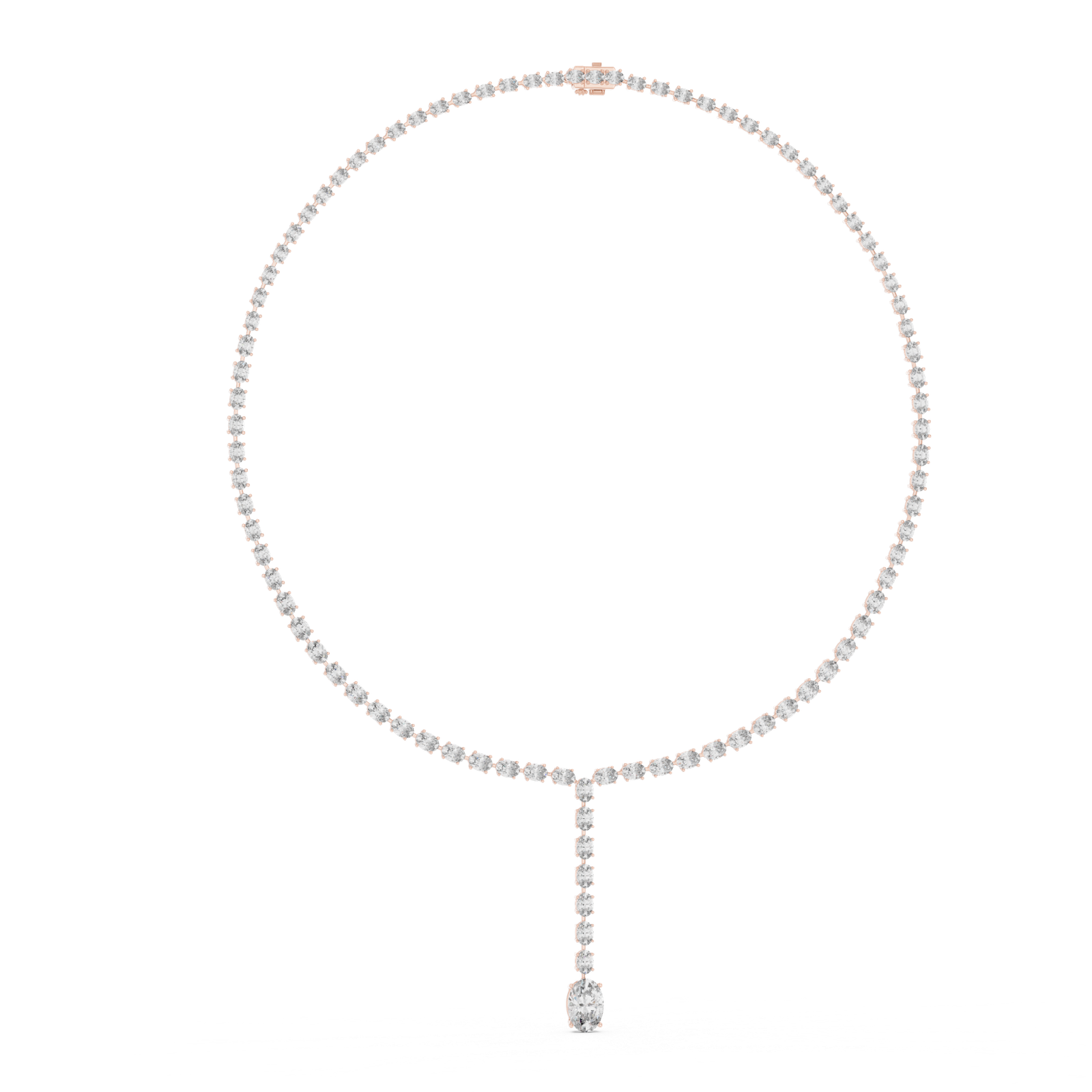 Elegant Oval Diamond Drop Necklace