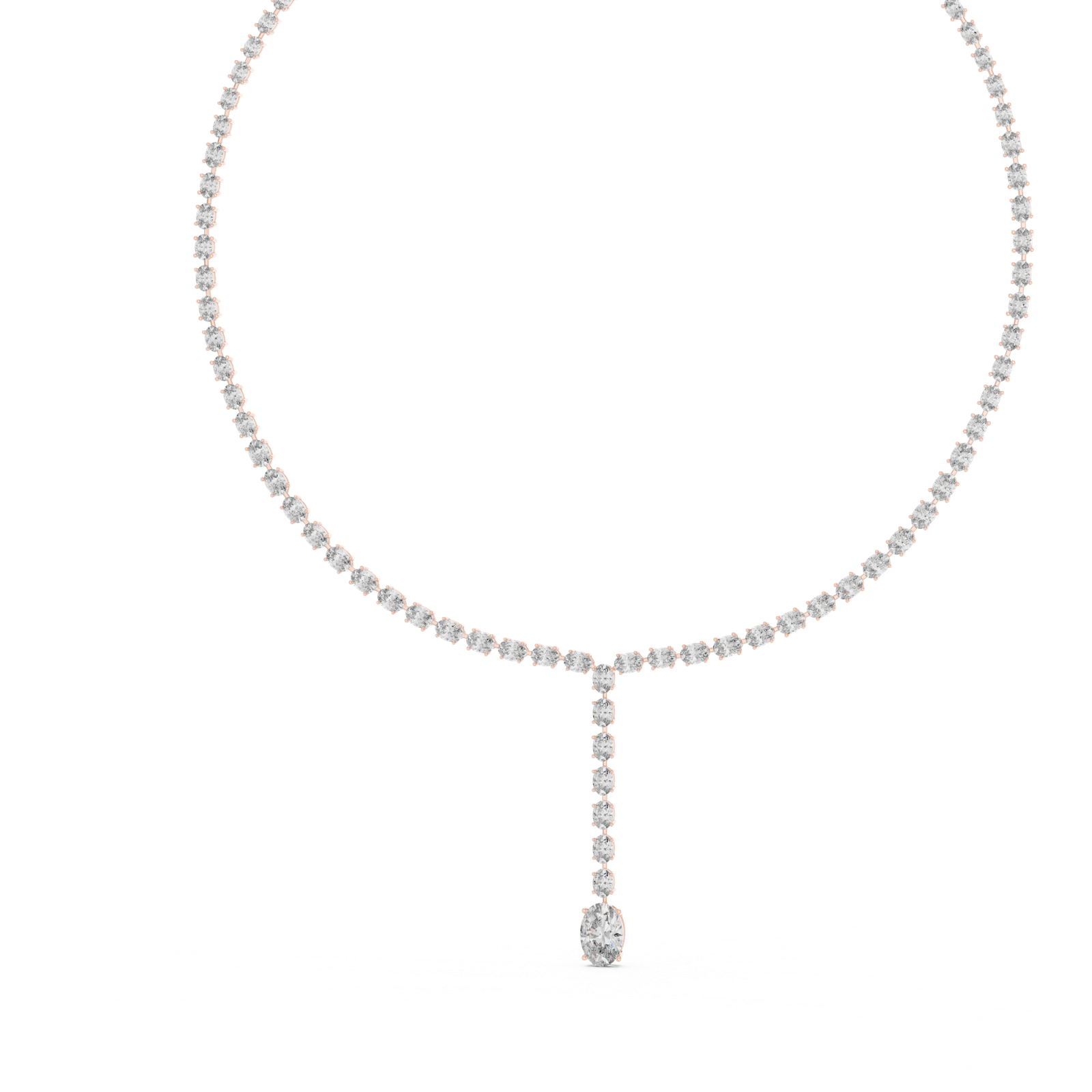 Elegant Oval Diamond Drop Necklace