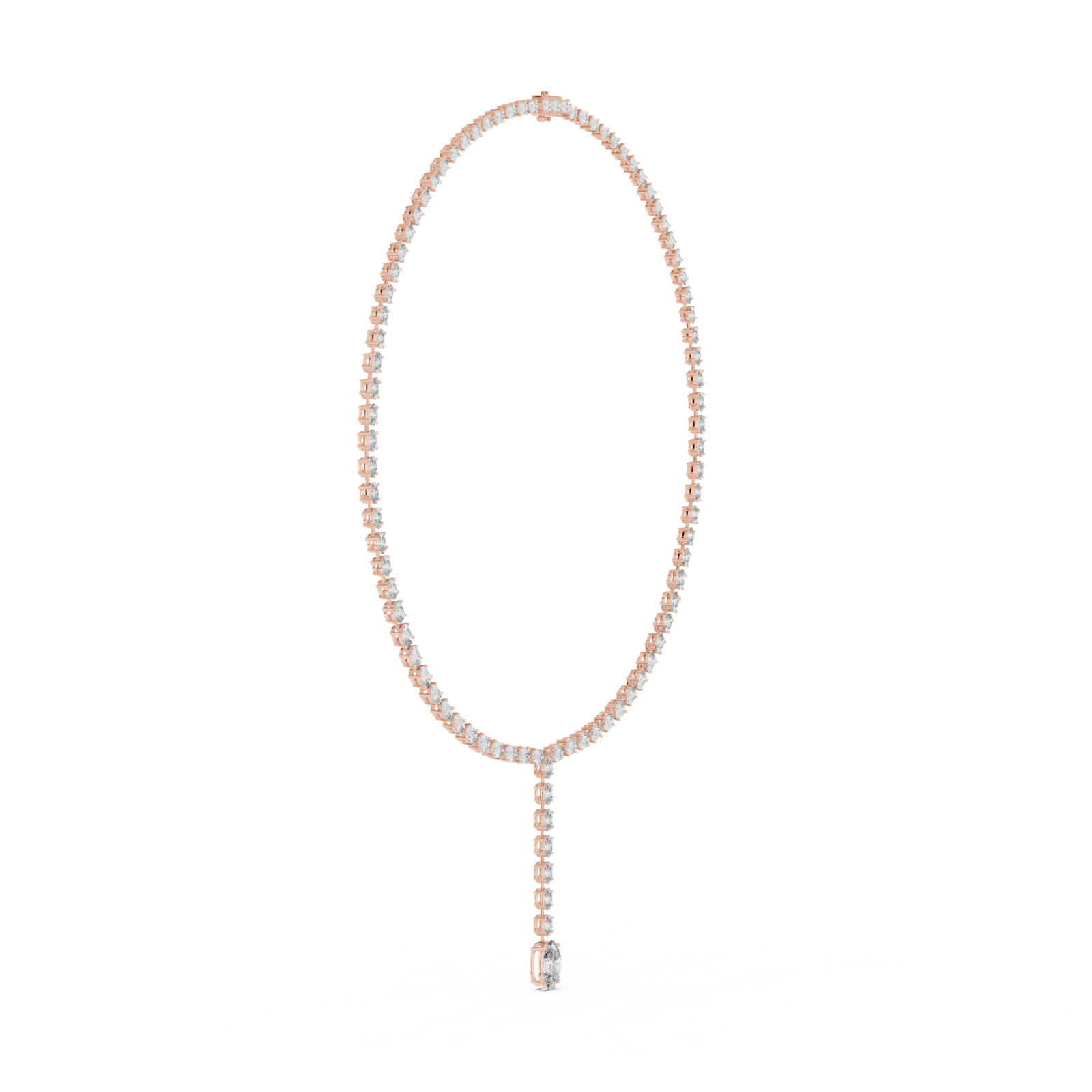 Elegant Oval Diamond Drop Necklace