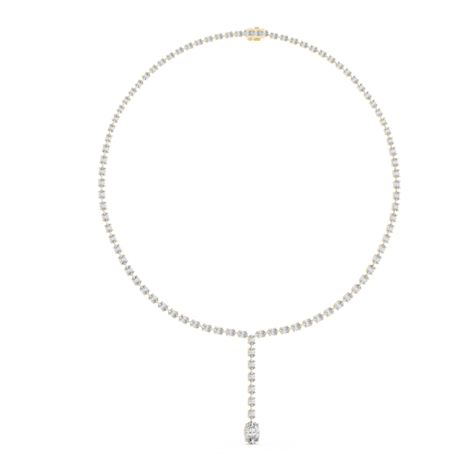 Elegant Oval Diamond Drop Necklace
