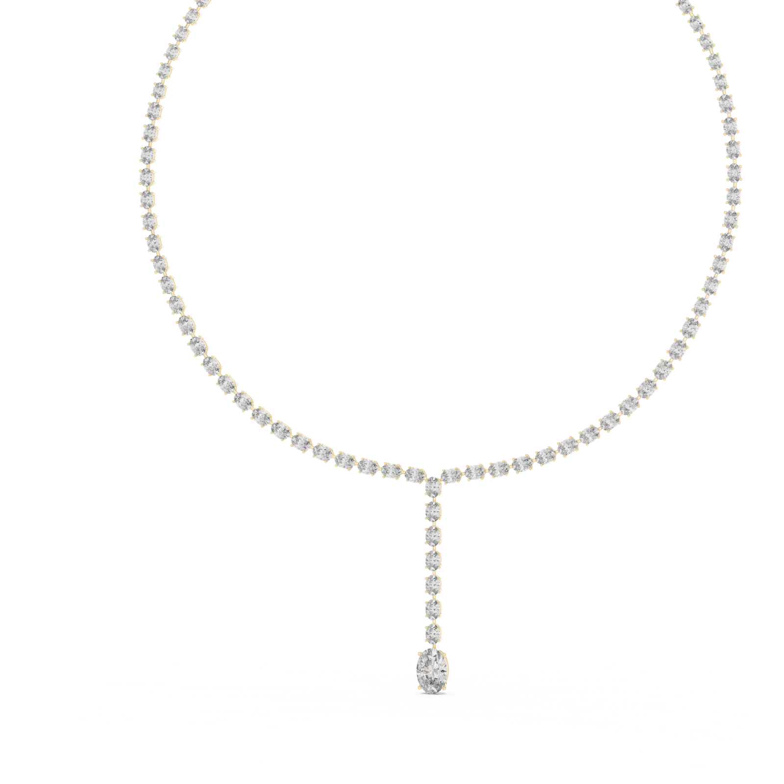 Elegant Oval Diamond Drop Necklace