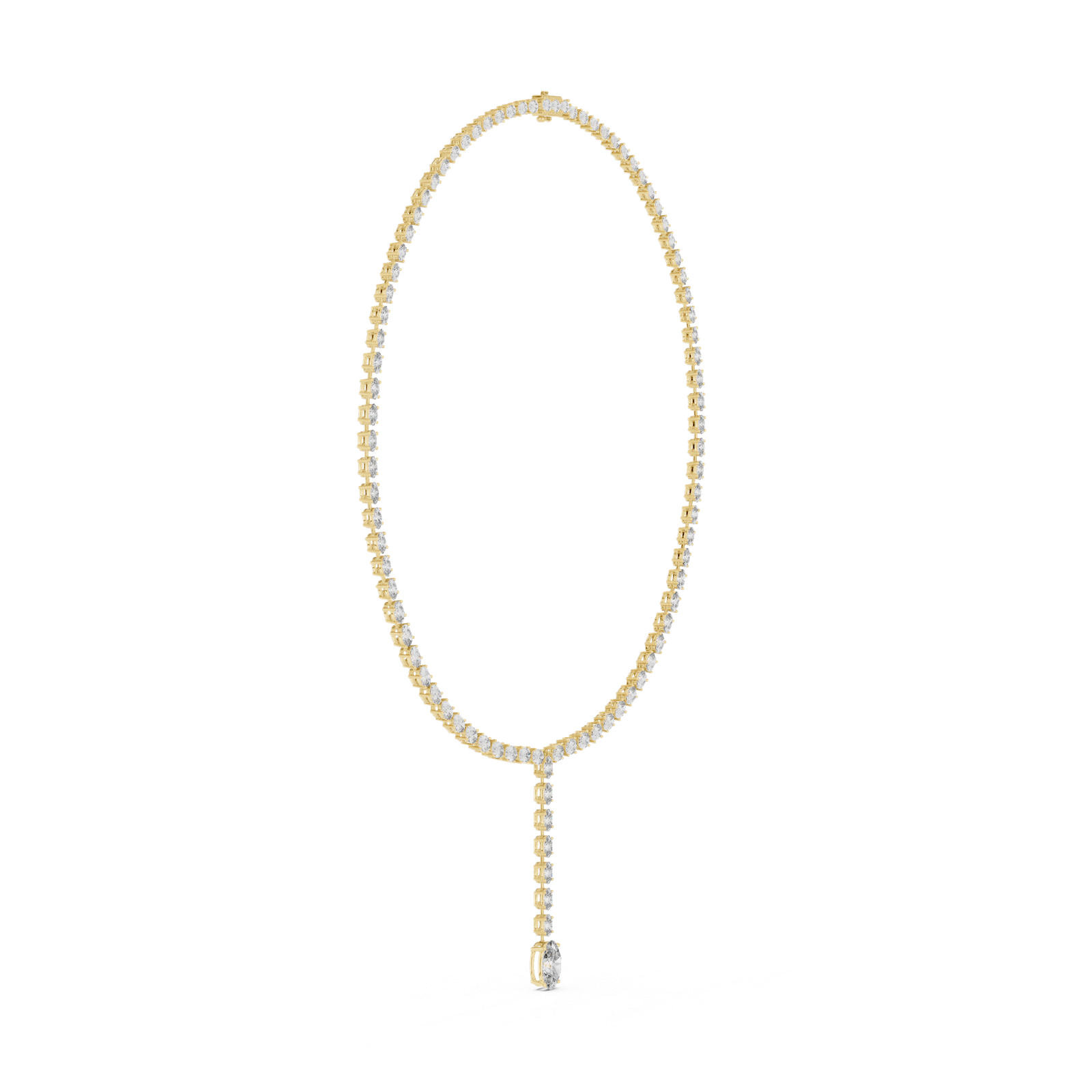 Elegant Oval Diamond Drop Necklace