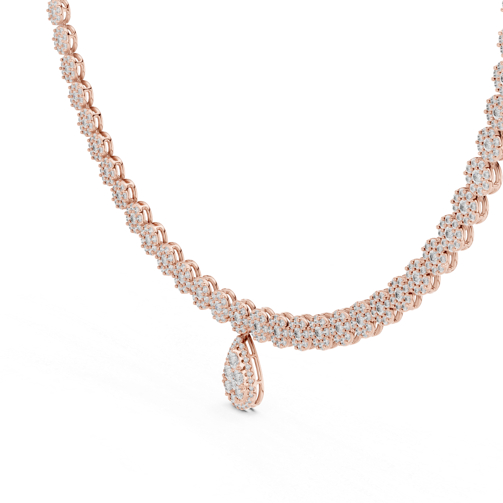 Halo Pear Diamond Pendant Necklace
